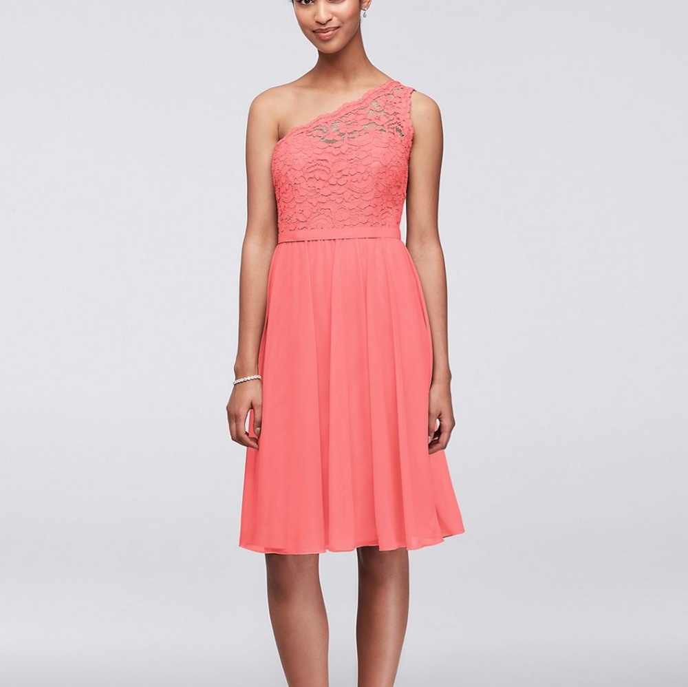 David's Bridal Shirt One shoulder Dress